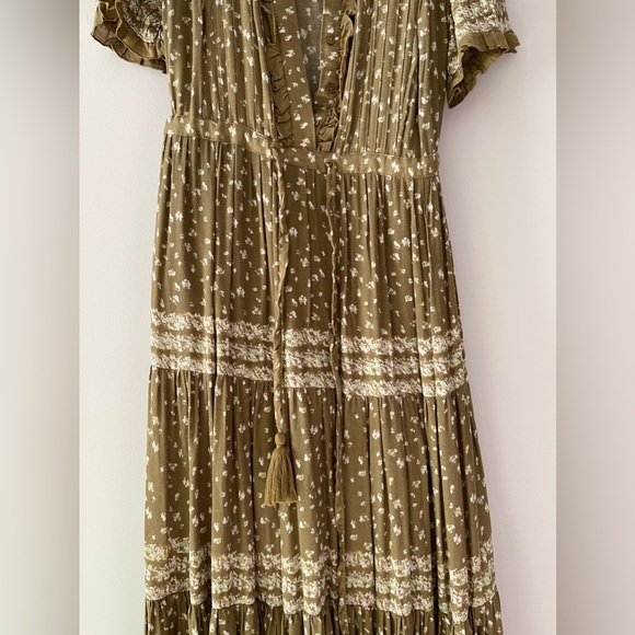 Free People RARE FEELINGS Maxi Green Dress - Picture 6 of 9
